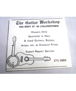 1972 Ad The Guitar Workshop, 420 Eddy St. in Collegetown, Ithaca, N.Y. - $12.33 CAD