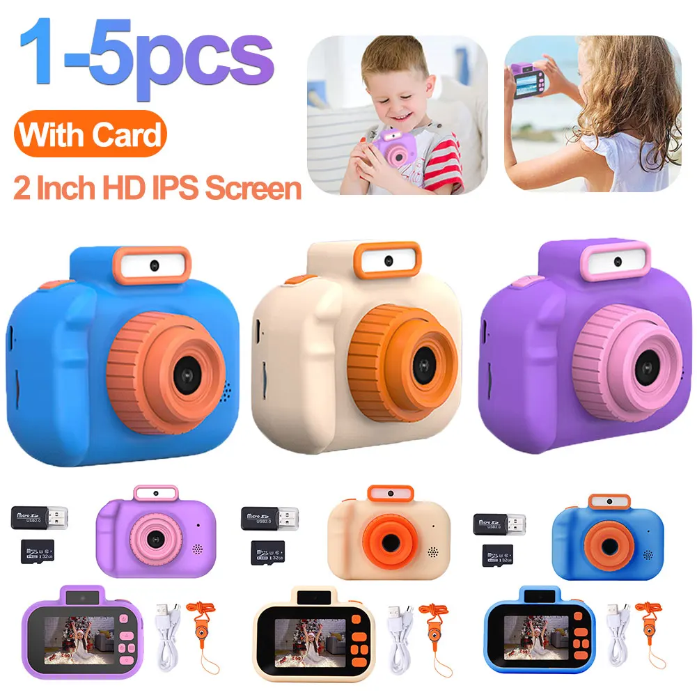 1-5pcs Cartoon Kids Camera Toy HD IPS Screen Child Camera Gift Kids Digital - £8.87 GBP+