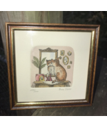 Anna Weber Signed ART Brown Cat on Dresser in Mirror Framed Low Numbered... - $66.99 CAD