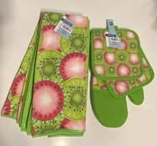 LOT of 8 Kitchen Set Towels Pot Holders Oven Mitt Citrus Kiwi Watermelon... - $18.38