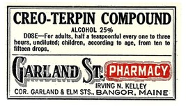 Vintage Pharmacy Label CREO-TERPIN Compound Garland Street Pharmacy Bang... - $28.11