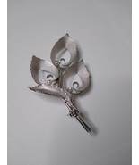 Vintage Sterling Silver Feather &amp; Leaves Brooch - £51.79 GBP
