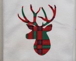 1 Microfiber Printed Towel 15x25&quot;CHRISTMAS,REINDEER&#39;S FACE ON GREEN/RED ... - $7.91