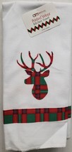 1 Microfiber Printed Towel 15x25&quot;CHRISTMAS,REINDEER&#39;S FACE ON GREEN/RED ... - $7.91