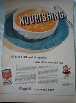 Campbell’s Vegetable Soup Nourishing Advertising Print Ad Art 1940s - £3.91 GBP