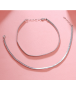 14k White Gold Finish 925 Sterling Silver Snake Chain Anklet Jewelry For... - $164.16 CAD
