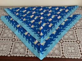 Set of Two Blue Mermaid Beach Dog Bandanas MEDIUM LARGE Tie On Scarf Bra... - $10.99