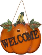 Welcome Pumpkin Sign Wood Wall Décor Autumn Fall Harvest Halloween Thanksgiving - £11.95 GBP