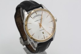 Hamilton H425250 Jazzmaster Men&#39;s Automatic Watch Rose Gold PVD Black Le... - $326.90