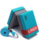 Yoga Blocks 2 Pack With Strap, High Density Eva Foam Yoga Block And Yoga... - £28.83 GBP