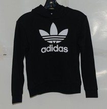 Adidas Trefoil Hoodie Pullover Black White Logo Small Youth Pocketed image 1