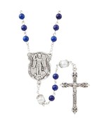 St. Michael Spiritual Warrior Rosary Imitat Lapis &amp; Pearl Double-Cap Hai... - $23.40 CAD