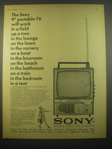 1966 Sony Portable 9-inch TV Ad - The Sony 9&quot; portable TV will work in a... - $18.49