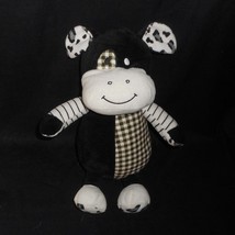 13&quot; Munelocos Baby White &amp; Black Cow Leopard Ears Plaid Stuffed Animal Plush Toy - £21.21 GBP