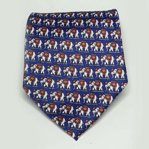 Thailand Men Dress Silk Tie 58&quot; long 4&quot; wide Elephants Print Blue  - £10.60 GBP