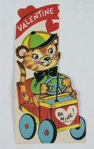 VINTAGE VALENTINE CARD TIGER CUB GO KART CART VALENTINE BE MINE 1960s - €6,86 EUR