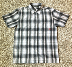 OP Ocean Pacific Shirt Mens Medium Plaid Short Sleeve Button Up Pocket Vintage - £14.53 GBP