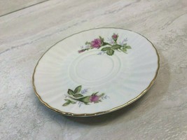 Rose Bud Flowers Floral Tea Coffee Espresso Saucer Plate Ribbed Edge 4.5&quot; - $7.19