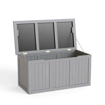 67 Gallon Solid Wood Outdoor Deck Box, Seat &amp; Table Top Patio Storage - $2,944.92 MXN