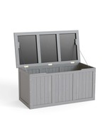 67 Gallon Solid Wood Outdoor Deck Box, Seat &amp; Table Top Patio Storage - $218.10 CAD