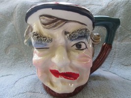 Toby type mug, winking man, spaghetti eyebrows, 4 1/2&quot; tall, vintage - £19.16 GBP