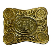 Vintage Gold Tone Belt Buckle Ornate Wing Leaf Western Style Cowgirl Square Boho - £7.50 GBP