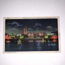 1933 Chicago World&#39;s Fair Night View Hall of Science Postcard - £3.86 GBP