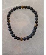 Tiger&#39;s eye and Lava rock  6mm. bead stretch bracelet size 7.5in. - $25.23 CAD
