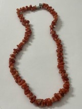 Vintage Sterling Silver Coral Necklace 16 Inch - £29.88 GBP