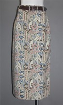 VTG D.A.K. Side-Button Front Abstract Southwest Belted Long Denim Skirt ... - $34.99