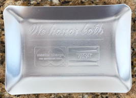 Vtg MASTER CHARGE/VISA &quot;We Honor Both&quot; Restaurant Card Holder Tip Tray-A... - $28.05