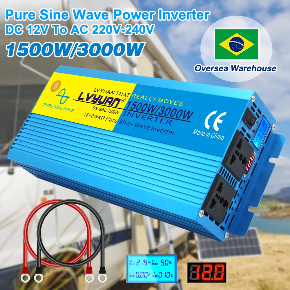 Pure Sine Wave Inverter 3KW 4KW 5KW 6KW 12v 24v DC To AC 220V 230V LED Display - £181.62 GBP+