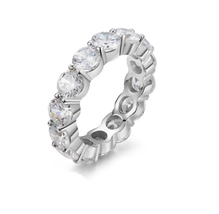 ADIRFINE 925 Sterling Silver Round Brilliant 5MM Cubic Zirconia Eternity band - £50.15 GBP