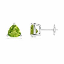 ANGARA Natural Peridot Trillion Solitaire Stud Earrings in 14K Gold (7MM) - £410.61 GBP