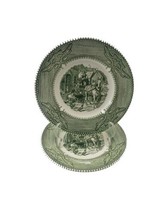 Vintage GREEN Salad Plates Horse and Carriage Made in USA - $19.26
