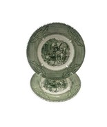 Vintage GREEN Salad Plates Horse and Carriage Made in USA - £15.14 GBP