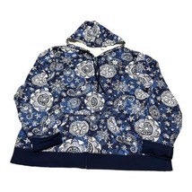 Kim Rogers Blue Mandala Star Hooded Zip Front Casual Jacket Size 2X Hoodie Coat - £18.38 GBP