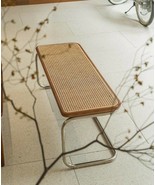 Natural Rattan Steel Bench Stool  Mid Century Furniture | Bed End Bench - $1,380.47 CAD