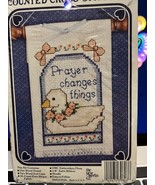 The New Berlin Co 14 Count Cross Stitch ‘Prayer Changes Things’ NEW, Woo... - $14.73