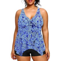 Two Piece Plus Size Tankini Swimsuits For Women Bathing Suit Tummy Control Swimw - £48.75 GBP