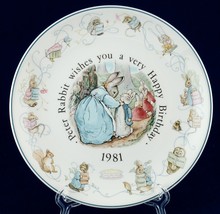 Wedgwood 1981 Peter Rabbit Happy Birthday Plate Beatrix Potter - £11.72 GBP