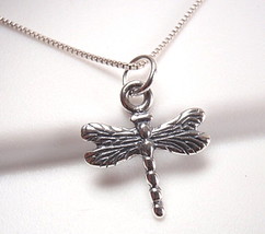 Very Small Dragonfly Necklace Sterling Silver Corona Sun Jewelry entomologist - $11.69