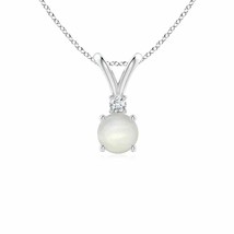 ANGARA 5mm Natural Moonstone Solitaire Pendant Necklace with Diamond in Silver - £131.47 GBP+