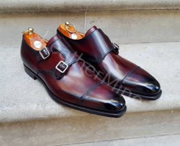 Handmade Men Patina Double Monk Straps for men custom leather monk shoes for men - £129.06 GBP