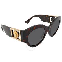 Versace VE4438B 108/87 Sunglasses Dark Havana Plastic Round Grey Lens 52mm - $133.99