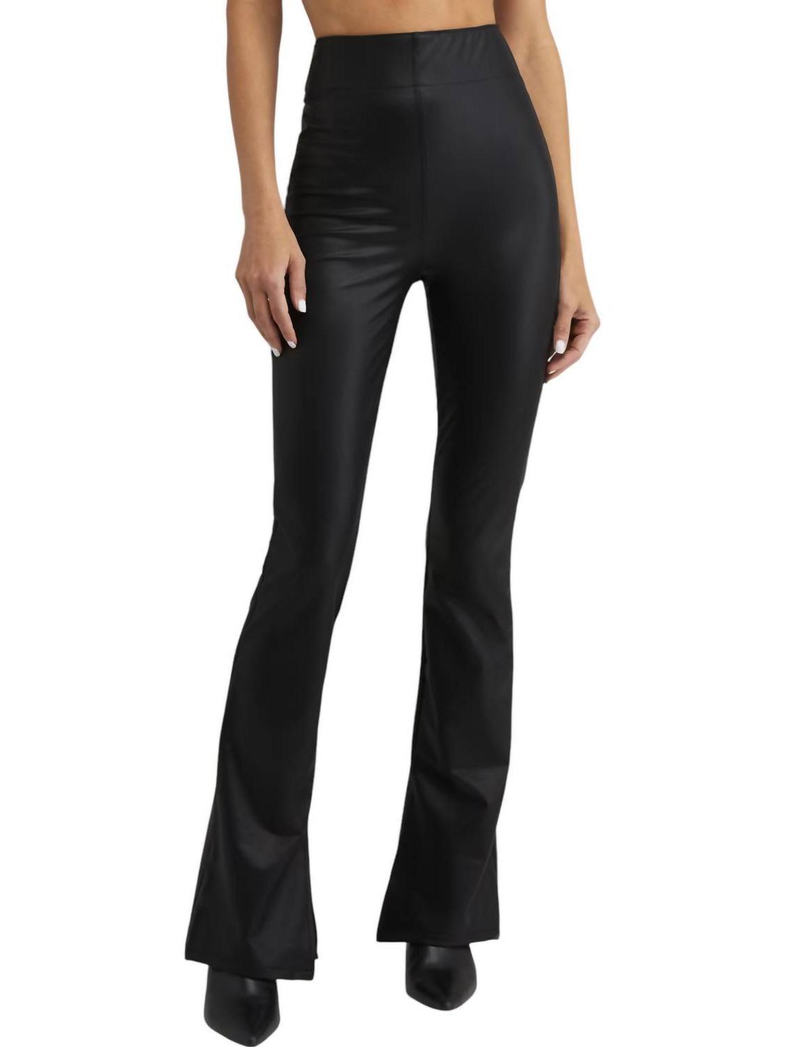 Show Me Your Mumu Nashville Pull Up Flares Pants Black Faux Leather - $113.00