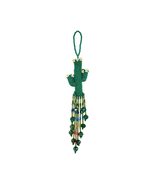 Green Floral Cactus Hanging Figurine Ornament Czech Glass Seed Bead Frin... - $27.79 CAD