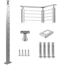 VEVOR Cable Railing Post Deck Railing 42x1x2&quot; Silver Post w/ Pre-Drilled Hole - £57.27 GBP