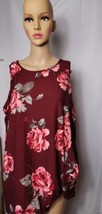 MTS Womens Blouse Top Red Floral Flowers Size Large - £11.77 GBP