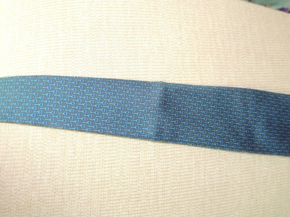 Lladro Spain Hecho a Mano Neck Tie/Necktie Silk Blue Seda Natural 58"x3.5" Item image 3